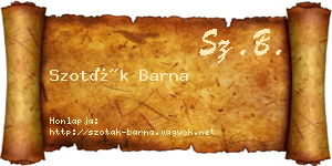 Szoták Barna névjegykártya