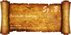 Szoták Barna névjegykártya
